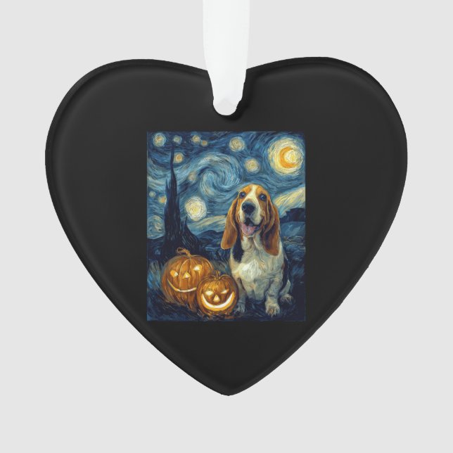 Ornamento Cute Basset Hound Dog Halloween Jack O Lantern Pum (Frente)
