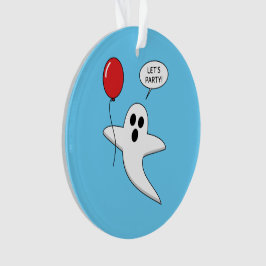 Ornamento Cute Cartoon Ghost with Red Balloon