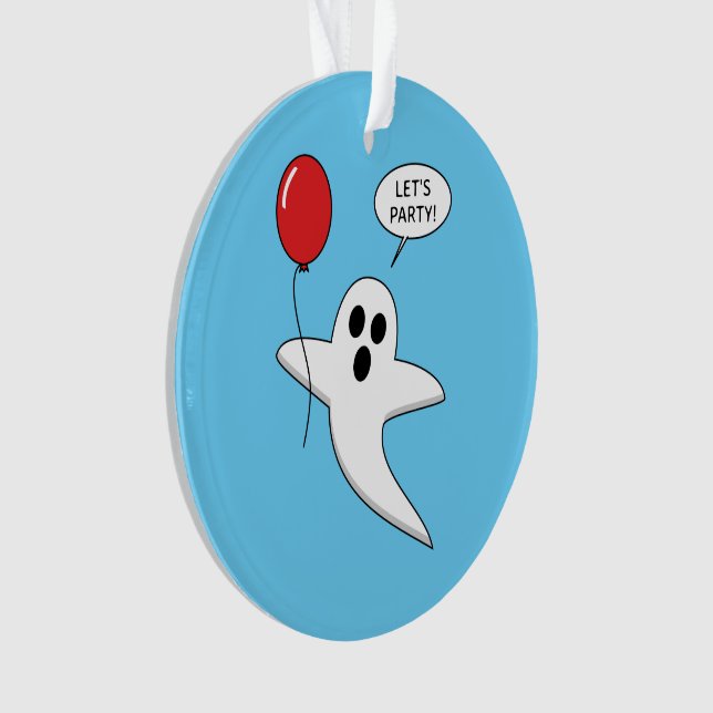 Ornamento Cute Cartoon Ghost with Red Balloon (Frente)