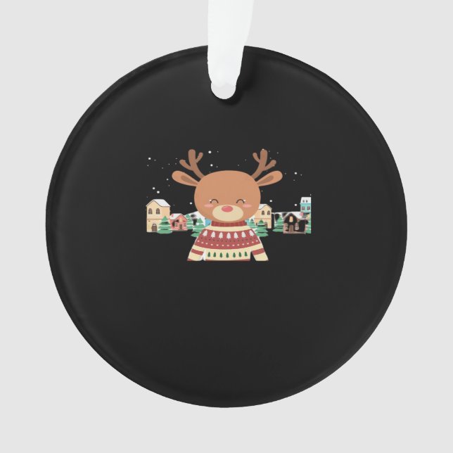 Ornamento Cute Christmas Deer Minimal Design (Frente)