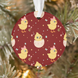 Ornamento Cute Easter Chick with Pink Bow Seamless Pattern 