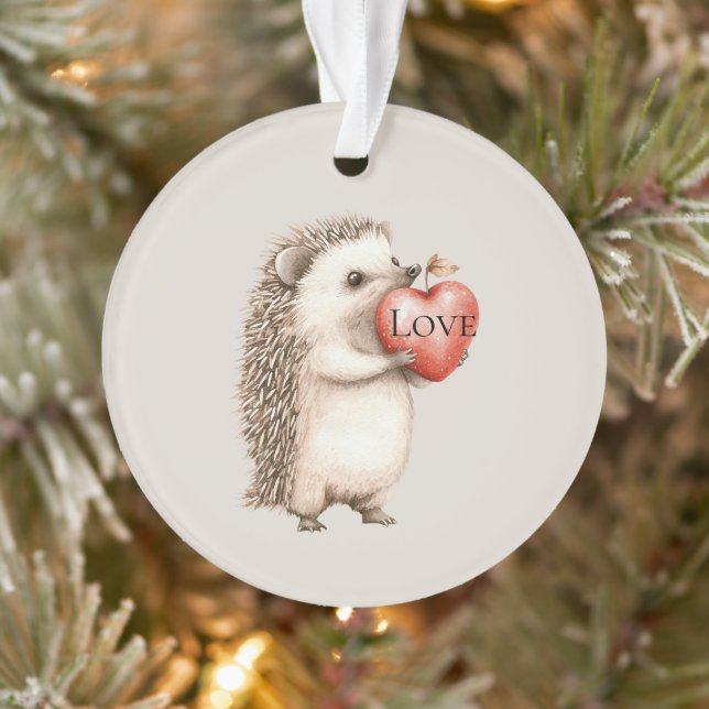 Ornamento Cute Hedgehog with Red Heart Love (Árvore)