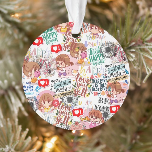 Ornamento Cute Motivational – Positive Quote Kawaii  (Árvore)