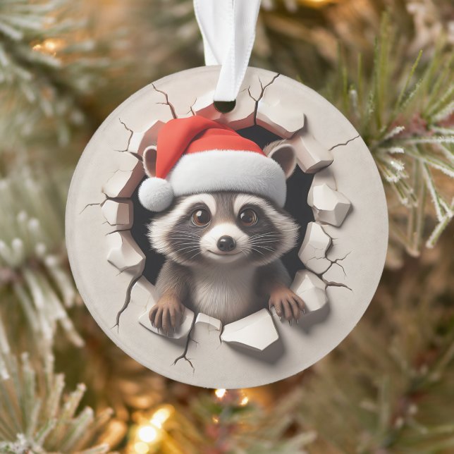 Ornamento Cute Racoon Double-Sided Holiday Ornament (Árvore)