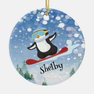 Ornamento Cute Snowboard Penguin
