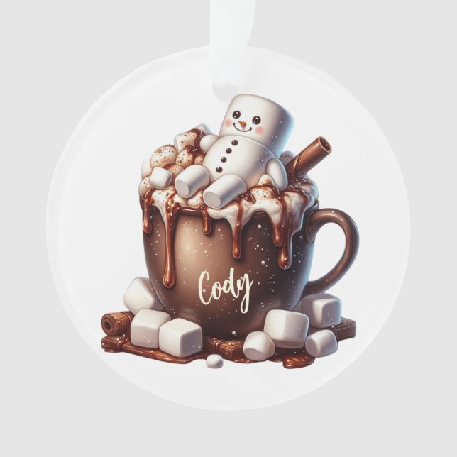 Ornamento Cute Snowman Cocoa Design  (Frente)
