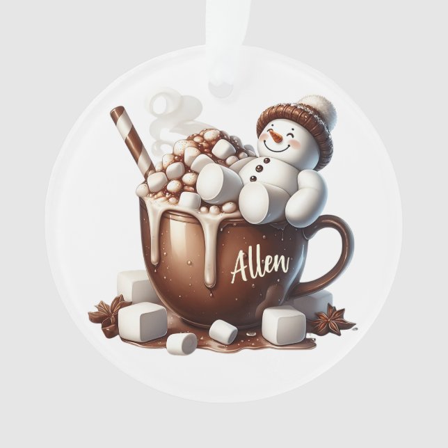 Ornamento Cute Snowman Cocoa Design  (Frente)
