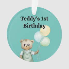 Ornamento cute teddy bear green background