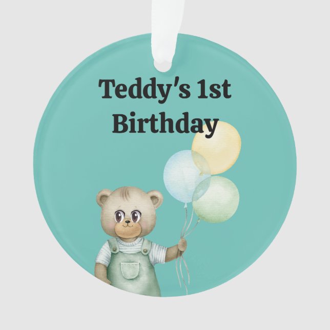 Ornamento cute teddy bear green background (Frente)