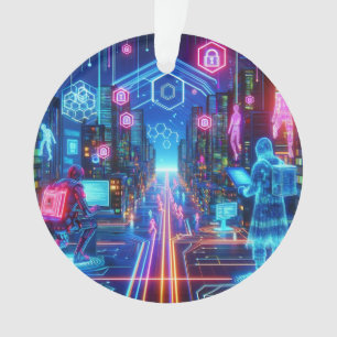 Ornamento Cyber Cityscape Ornament