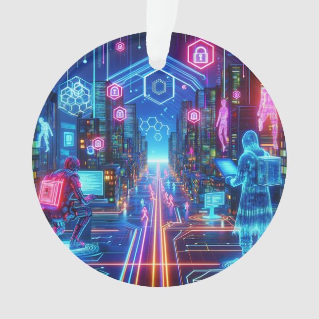 Ornamento Cyber Cityscape Ornament (Frente)