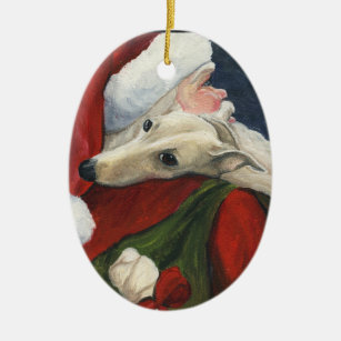 Ornamento da arte do galgo e do cão do papai noel