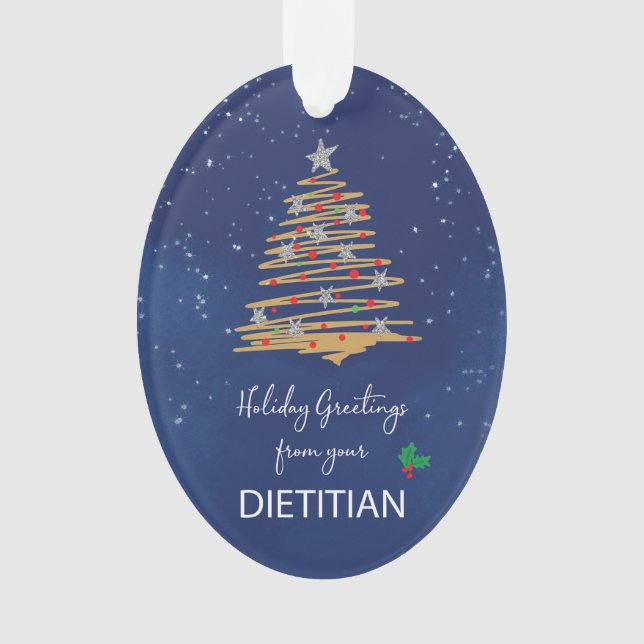 Ornamento Da Árvore Natal Dietitiana em Marinho Personalizáv (Frente)