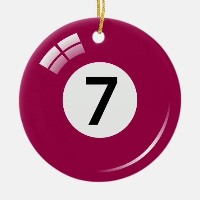Ornamento da bola de piscina do número sete - o (Frente)