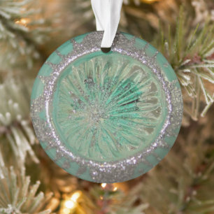 Ornamento Da bola de vidro do Natal do vintage gelo gelado