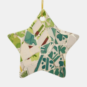 Ornamento da estrela do mosaico de Gaudi