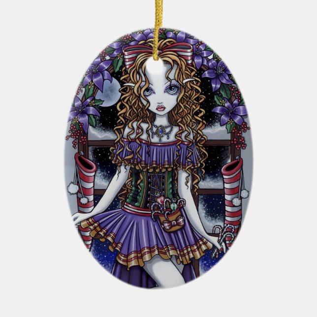 Ornamento da fada da festa de Natal do "azevinho" (Frente)