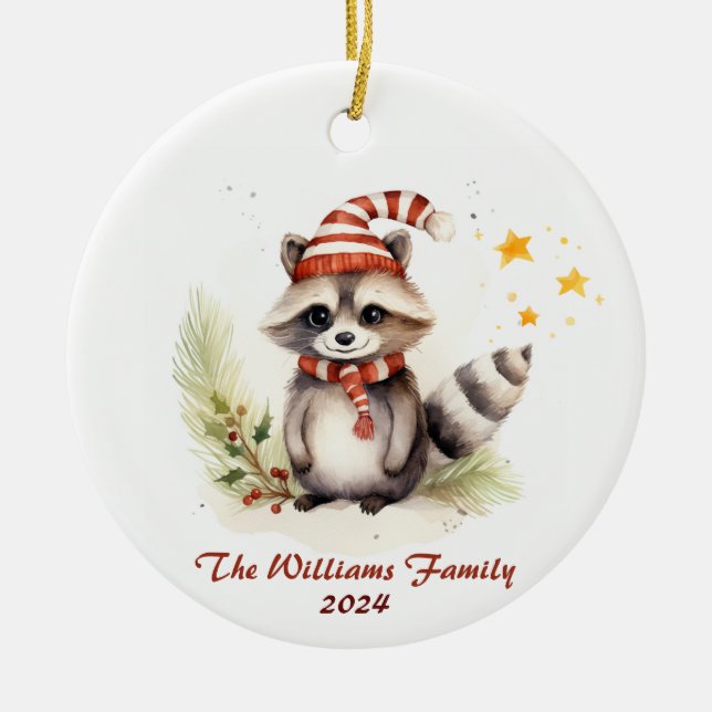 Ornamento da Família Racoon Christmas (Frente)