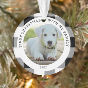 Ornamento da foto do Natal da xadrez do búfalo