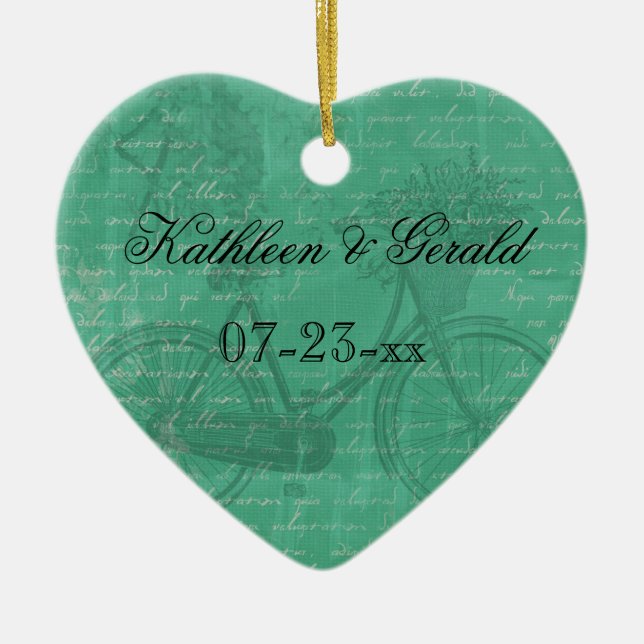 Ornamento da lembrança do coração da bicicleta da (Frente)