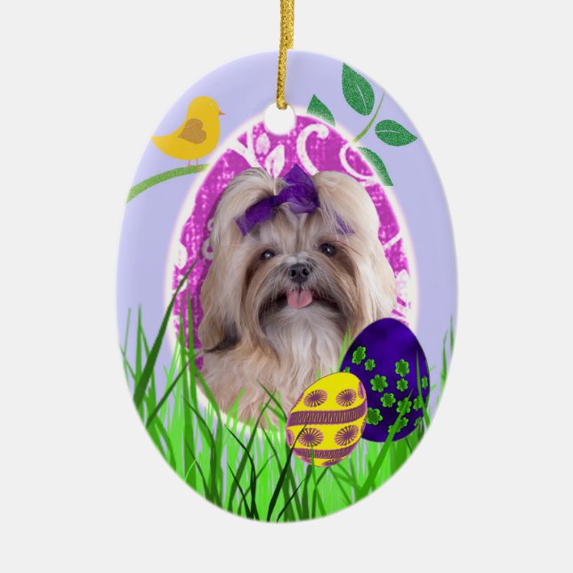 Ornamento da páscoa de Shih Tzu (Frente)