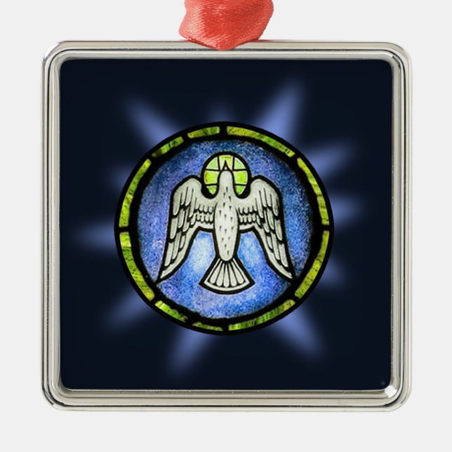 Ornamento da pomba da paz do vitral (Frente)