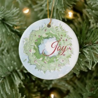 Ornamento da Terra de Natal com palavras Joy e Paz
