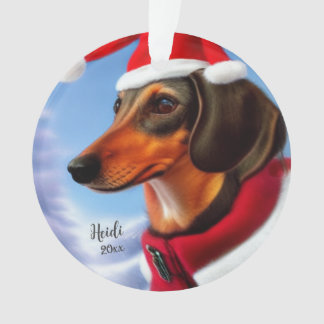 Ornamento Dachshund, Cachorro de Papai Noel, Personalizar,Na