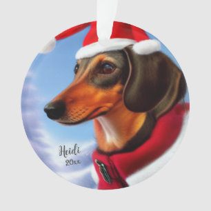 Ornamento Dachshund, Cachorro Papai noel, Personalizar, Nata
