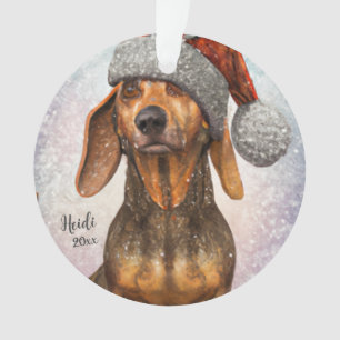 Ornamento Dachshund, Cachorro Papai noel, Personalizar, Orna