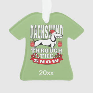 Ornamento Dachshund Personalizado Através Do Feriado De Neve