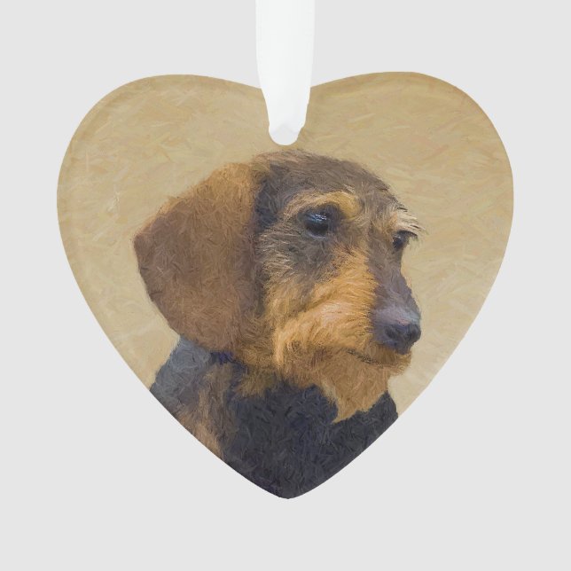 Ornamento Dachshund (Wirehaired) Pintura Original para Cacho (Frente)