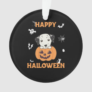 Ornamento Dalmaciano Em Pumpkin Cães Doce Feliz Dia das Brux