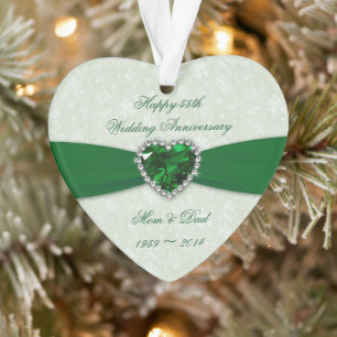 Ornamento Damask 55th Wedding Anniversário Acrilato