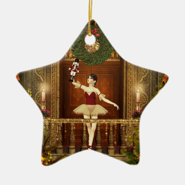 Ornamento das Estrelas de Natal de Ballerina e Nut (Frente)
