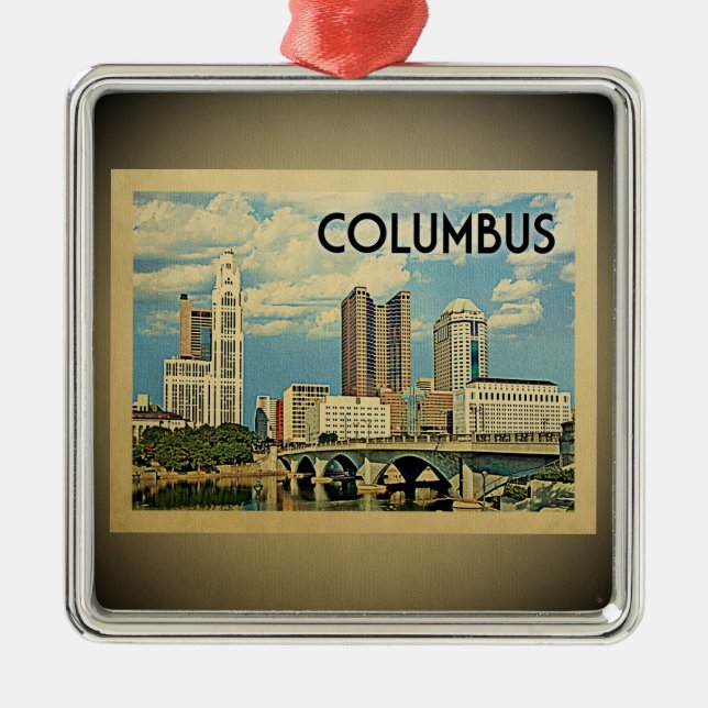 Ornamento das viagens vintage de Columbo Ohio (Frente)