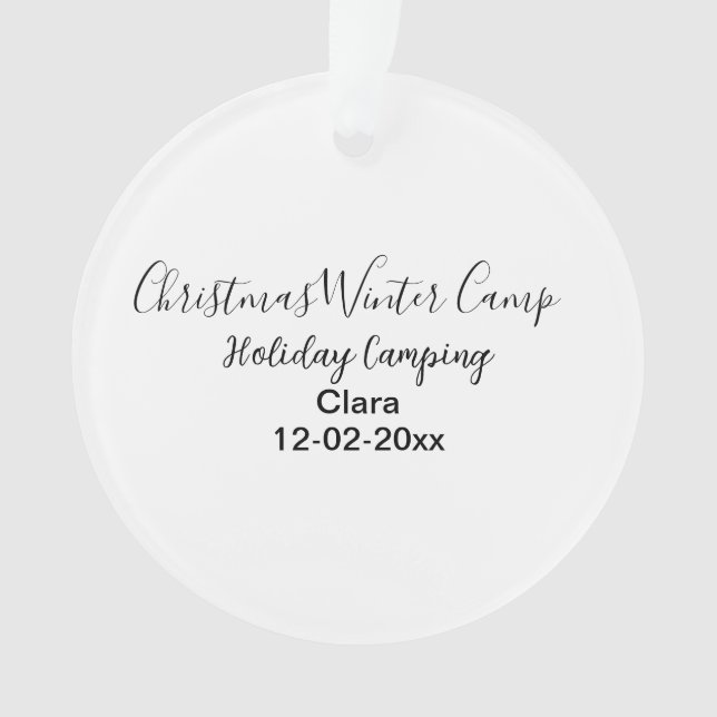 Ornamento Data de adição personalizada de acampamento de fér (Frente)