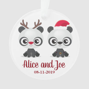 Ornamento Data e nomes personalizados de Natal com Pandas en