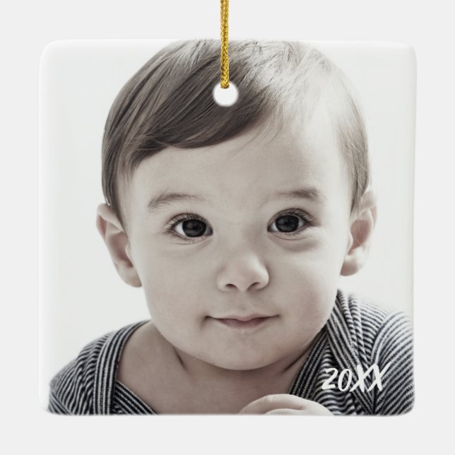 Ornamento datado da foto do Feliz Natal (Verso)