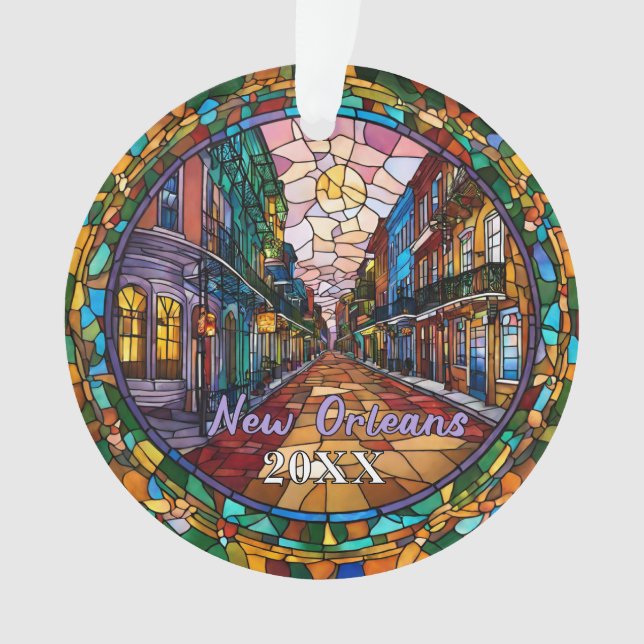 Ornamento Datas da Rua Bourbon, Nova Orleans, Personalizada (Frente)