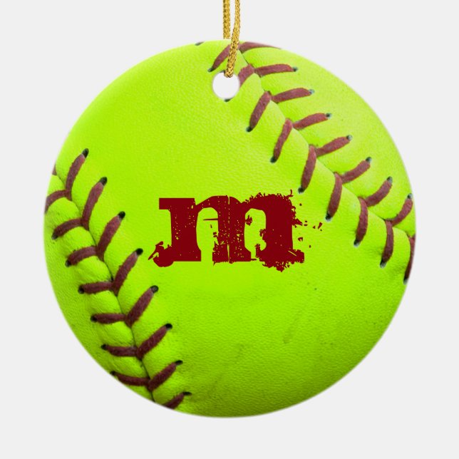 Ornamento de 12U 12U de 14U Amarelo Softball Breve (Frente)