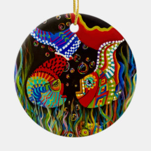 ornamento de amigos pescadores de alpaca