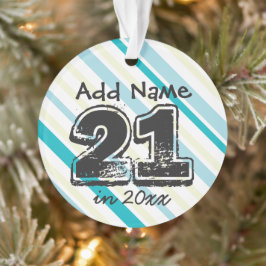 Ornamento de aniversário de 21 anos personalizado
