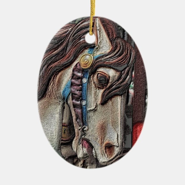 Ornamento de Arte do Lápis Carousel Horse (Frente)