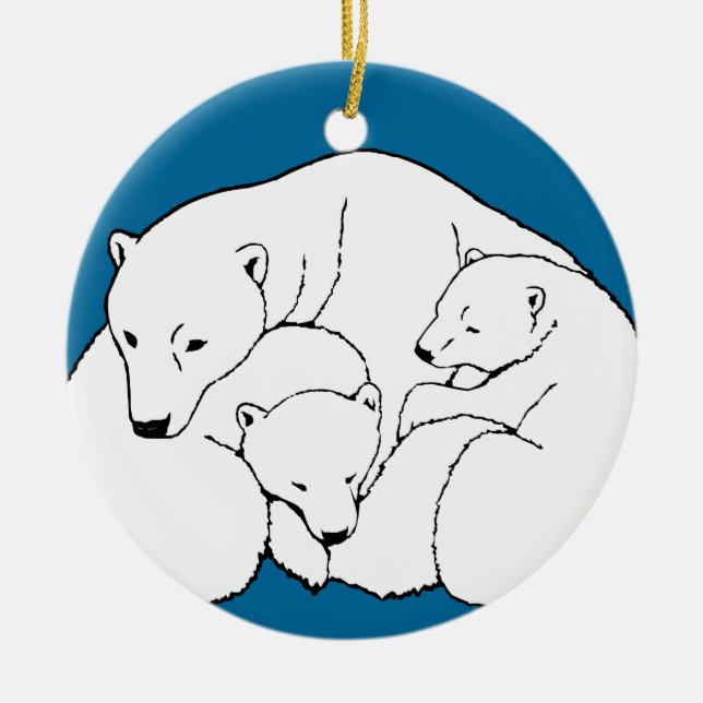 Ornamento de Arte do Urso Polar - Presente do Urso (Frente)