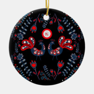 Ornamento de Arte Folclórica Escandinava Monograma