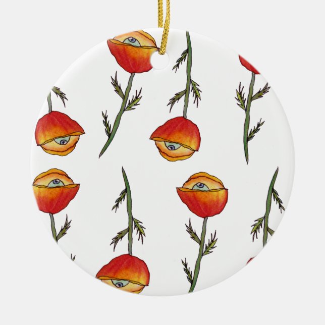 Ornamento de Arte Surreal abstrato Red Poppy (Frente)