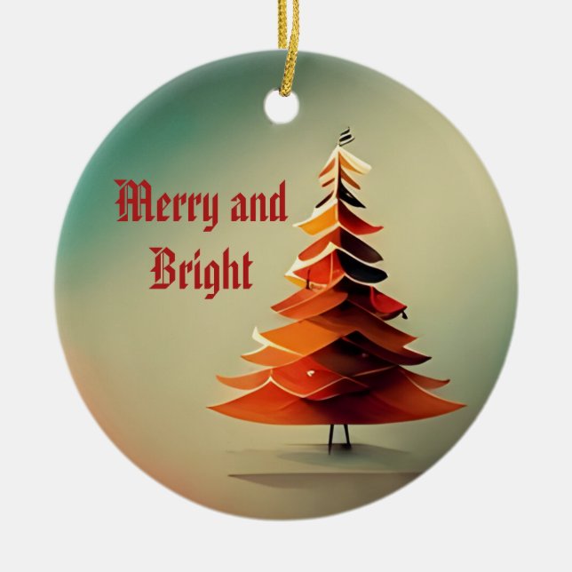 Ornamento de Árvore de Aquarela (Frente)