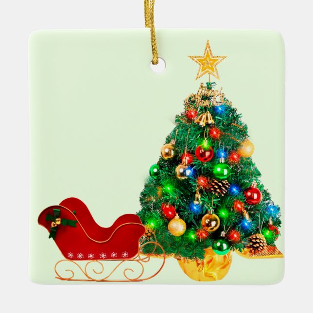 Ornamento de Árvore de Natal em papais noeis (Frente)