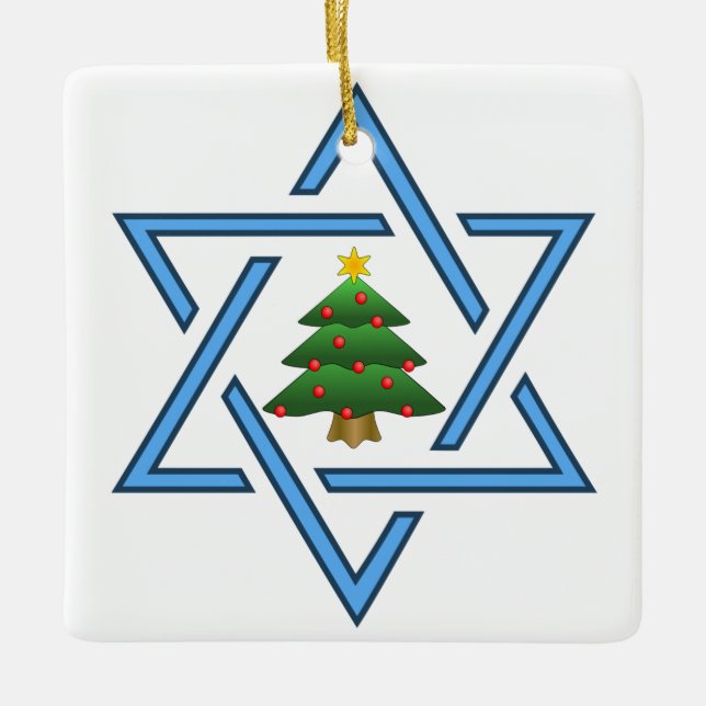 Ornamento de Árvore de Natal Jewish Star (Frente)